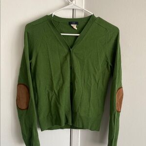 J. Crew Green Women's Sweater with Brown Accents